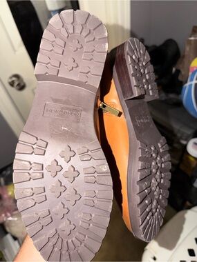 Lug-Sole Leather Boot in Bright Orange